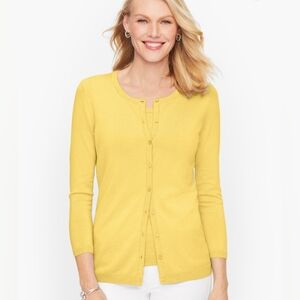 Talbots Yellow Long Sleeve Button Front Cardigan Large